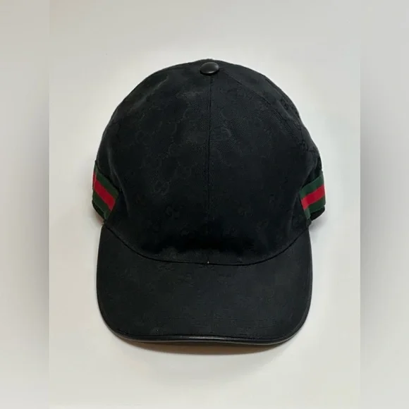 Gucci Original Men’s Canvas Hat With Web|XXL Strap Back Adjustable Cap|Black - Picture 5 of 9